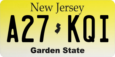 NJ license plate A27KQI
