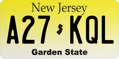NJ license plate A27KQL