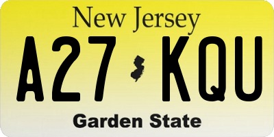NJ license plate A27KQU