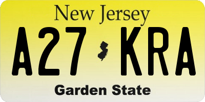 NJ license plate A27KRA