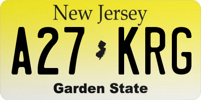 NJ license plate A27KRG