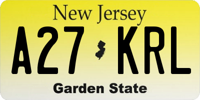 NJ license plate A27KRL