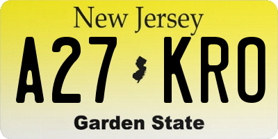 NJ license plate A27KRO