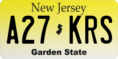 NJ license plate A27KRS