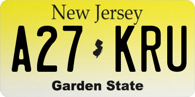NJ license plate A27KRU
