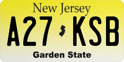 NJ license plate A27KSB