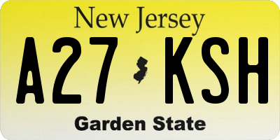 NJ license plate A27KSH