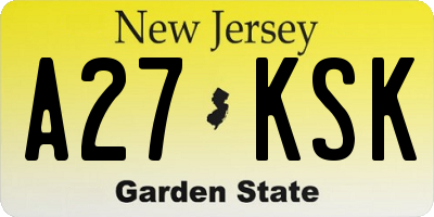 NJ license plate A27KSK