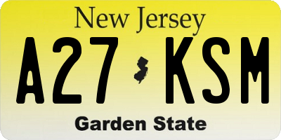 NJ license plate A27KSM