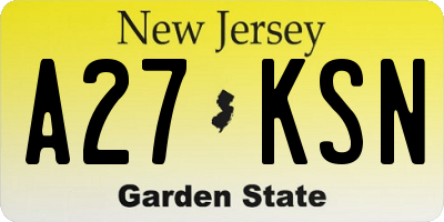 NJ license plate A27KSN