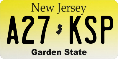 NJ license plate A27KSP