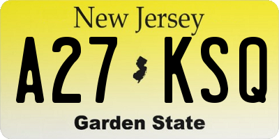 NJ license plate A27KSQ