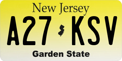 NJ license plate A27KSV
