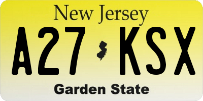 NJ license plate A27KSX