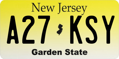 NJ license plate A27KSY