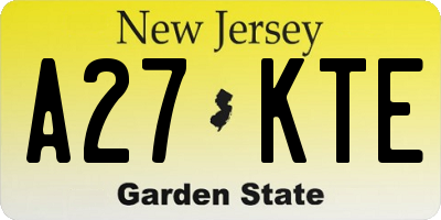 NJ license plate A27KTE