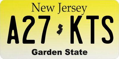 NJ license plate A27KTS