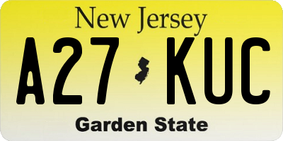 NJ license plate A27KUC