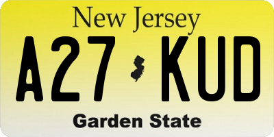 NJ license plate A27KUD
