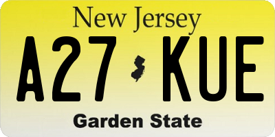 NJ license plate A27KUE
