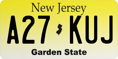 NJ license plate A27KUJ