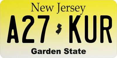 NJ license plate A27KUR