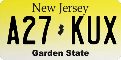 NJ license plate A27KUX