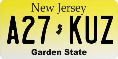 NJ license plate A27KUZ