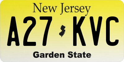 NJ license plate A27KVC