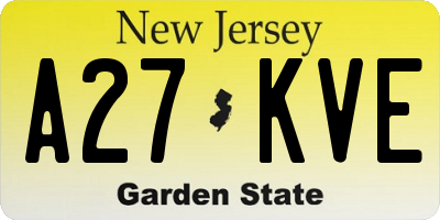 NJ license plate A27KVE