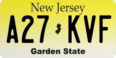 NJ license plate A27KVF