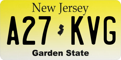 NJ license plate A27KVG