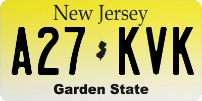 NJ license plate A27KVK
