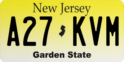 NJ license plate A27KVM