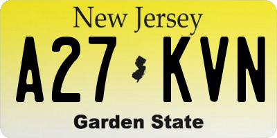 NJ license plate A27KVN