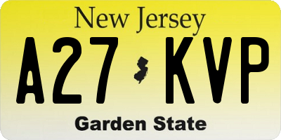 NJ license plate A27KVP