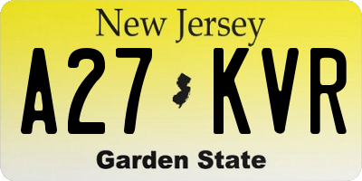 NJ license plate A27KVR