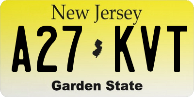 NJ license plate A27KVT