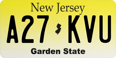 NJ license plate A27KVU