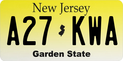 NJ license plate A27KWA