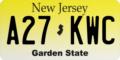 NJ license plate A27KWC