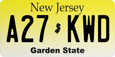NJ license plate A27KWD