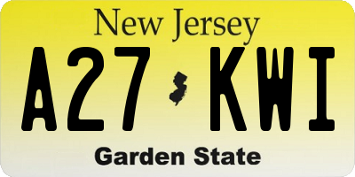 NJ license plate A27KWI