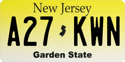 NJ license plate A27KWN
