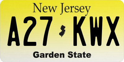 NJ license plate A27KWX