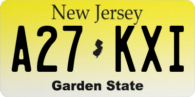 NJ license plate A27KXI