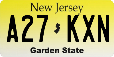 NJ license plate A27KXN
