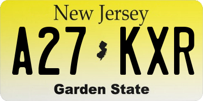 NJ license plate A27KXR