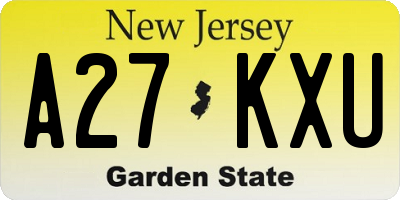 NJ license plate A27KXU