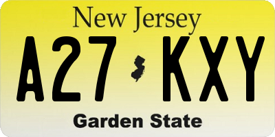 NJ license plate A27KXY